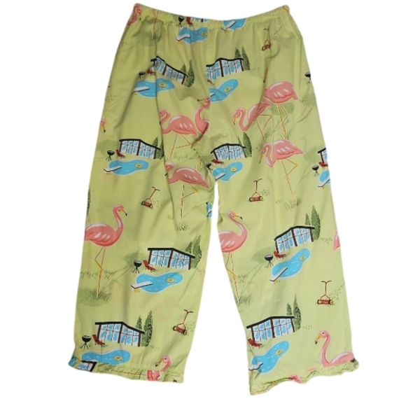 Nick & Nora Poolside Flamingos Ruffle TOP/Capri Pants Pajama Sleep Lounge SET -S - Picture 6 of 8
